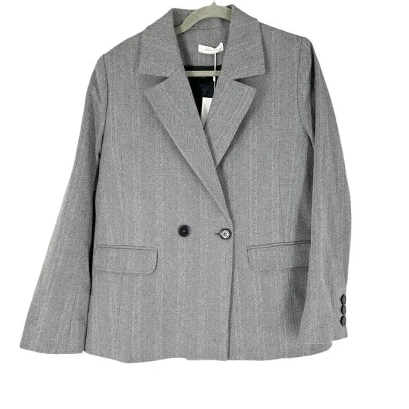 NWT Anine Bing Becky Double Breasted Herringbone Blazer Jacket - Picture 3 of 9